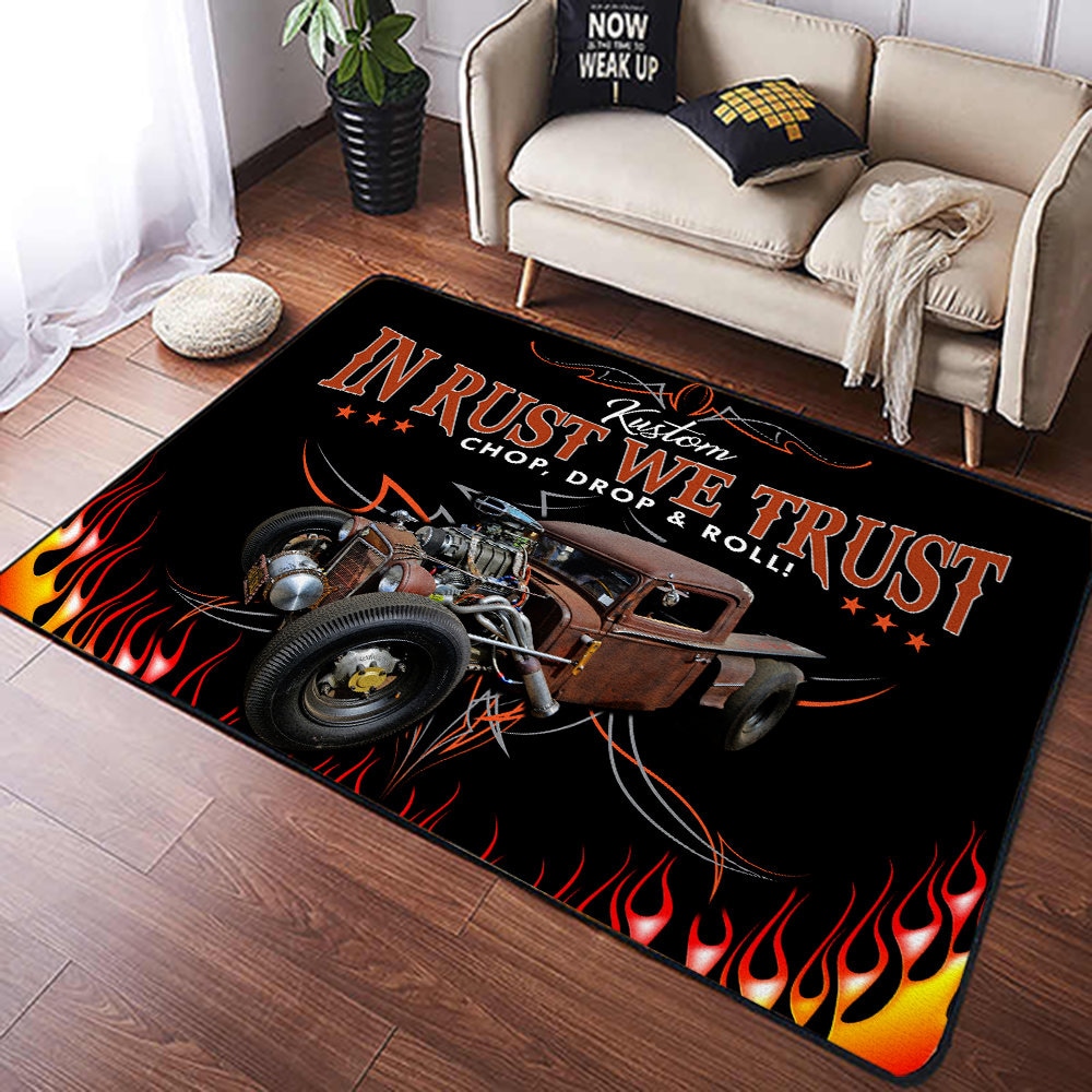 In Rust We Trust Rug Garage Rug for Men / Rat Fink Rug/ Etsy UK