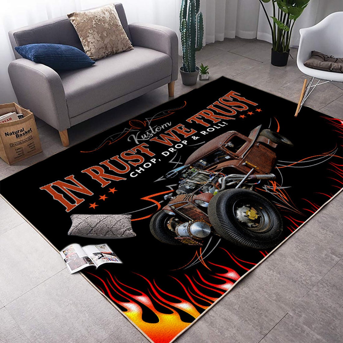 In Rust We Trust Rug Garage Rug for Men / Rat Fink Rug/ Etsy UK
