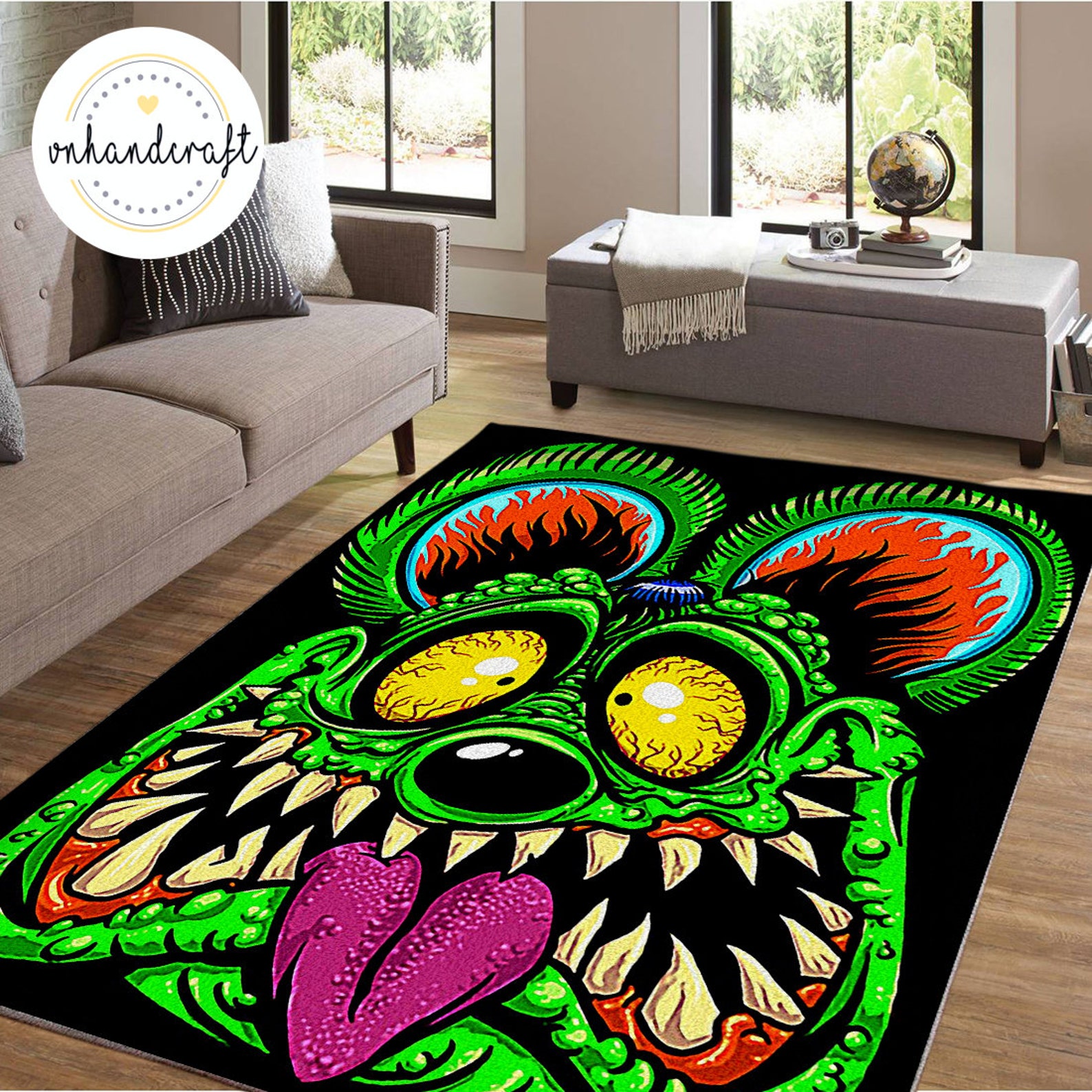 Garage Rug for Men / Rat Fink Rug/ Gifts for Dad / Gifts for Etsy
