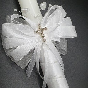 Christening candle 35 cm Long Church candle Christening ceremony candle Holy Communion candle with Cross