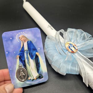 Christening Candle Exclusive - First Holy Communion Baptism - Long 35 cm - Unique Gift  - Gift Card - Christening pendant