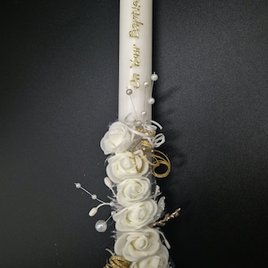 On your Baptism candle 35 cm long Holy Communion Church ceremony Baby Gift Godparents gift