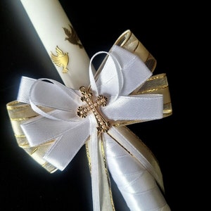 Christening candle 35 cm Long Church candle Christening ceremony candle Holy Communion candle with Cross
