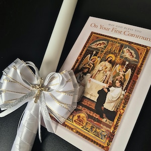 First Holy Communion candle 35cm long Gift Card Church ceremony gift set Unique candle