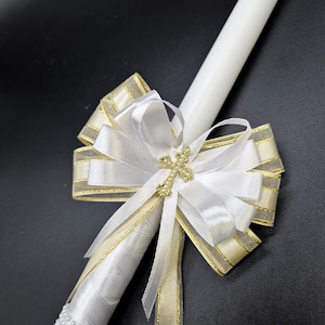 Christening candle 35 cm Long Church candle Christening ceremony candle Holy Communion candle with Cross