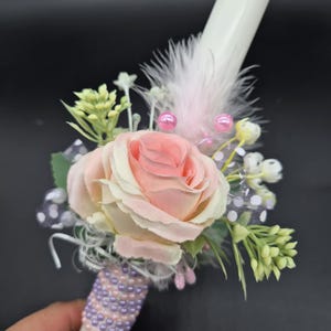 Christening candle 35 cm long Holy Communion Church ceremony Baptism Cross