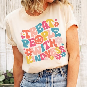 Treat People With Kindness Shirt, Smile Face Tee, Y2K Choose Kind T-Shirt, TPWK Aesthetic Vibes Top, Self-Care Matters Preppy Clothes Gift