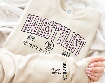 Custom Hair Stylist Sweatshirt, Hairstylist Personalized Gift, Hairdresser Sweater, Hair Salon Stylist Cosmetologist Grad, Cosmetology Gift