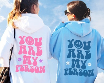 You Are My Person Hoodie, Best Friend Matching Hoodies for Couple, Smiley Face Hoodie, Y2K Tumblr Hoodie, Aesthetic Trendy Crewneck Gift