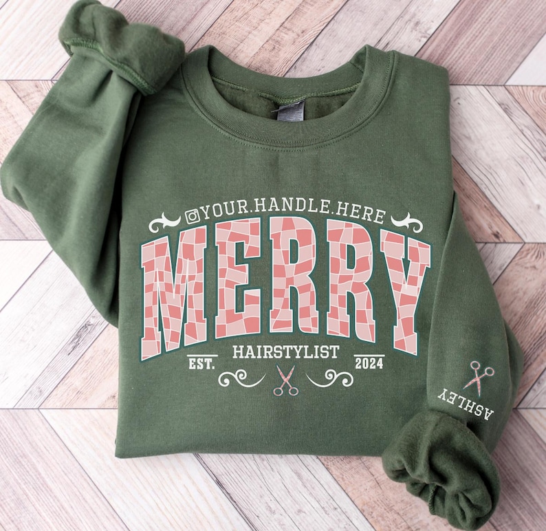 Custom Merry Hairstylist Sweatshirt, Christmas Hair Stylist Beauty
