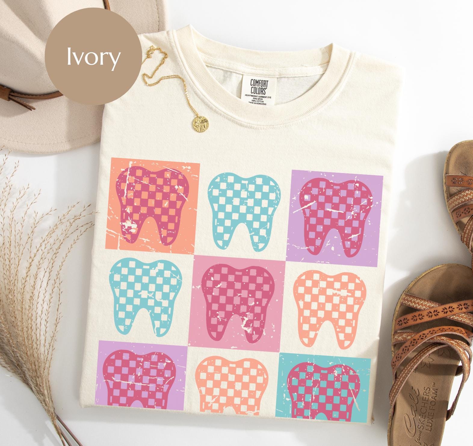 Dental Hygienist Tooth Shirt, Checkered Dental Assistant Tee, Retro ...