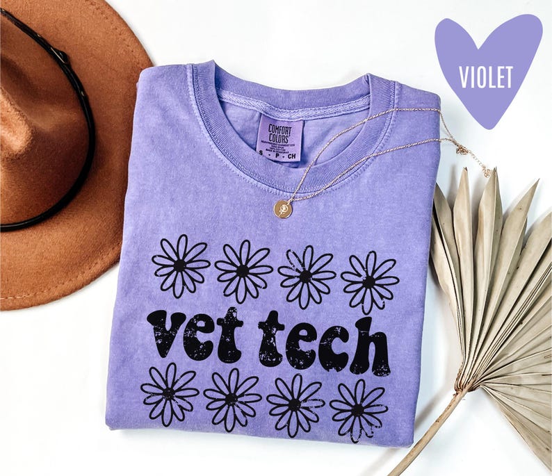 Comfort Color Floral Vet Tech Daisy Flower Shirt, Wildflower