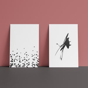 Printable Black and White Prints Set of 2 Prints Monochrome Abstract ...
