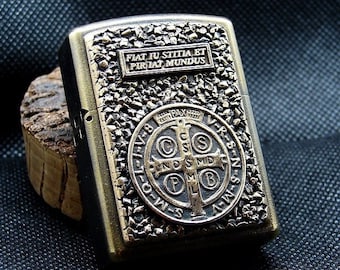 Constantine Lighter rev.2 Full A - Collectible Rare Vintage - St Benedict Feuerzeug Briquet Exorcism - Dual Fuel!
