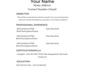 Traditional Resume Template, First Time Resume, Basic Resume, Easy Resume Template, Simple Resume Template