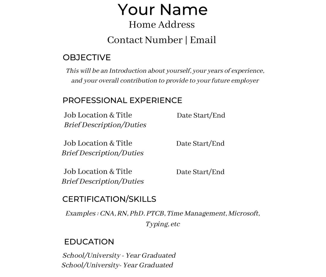 first time resume ideas