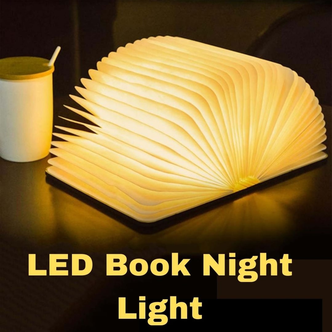 Wooden Folding LED Book Lamp Kids Reading Table Light Etsy