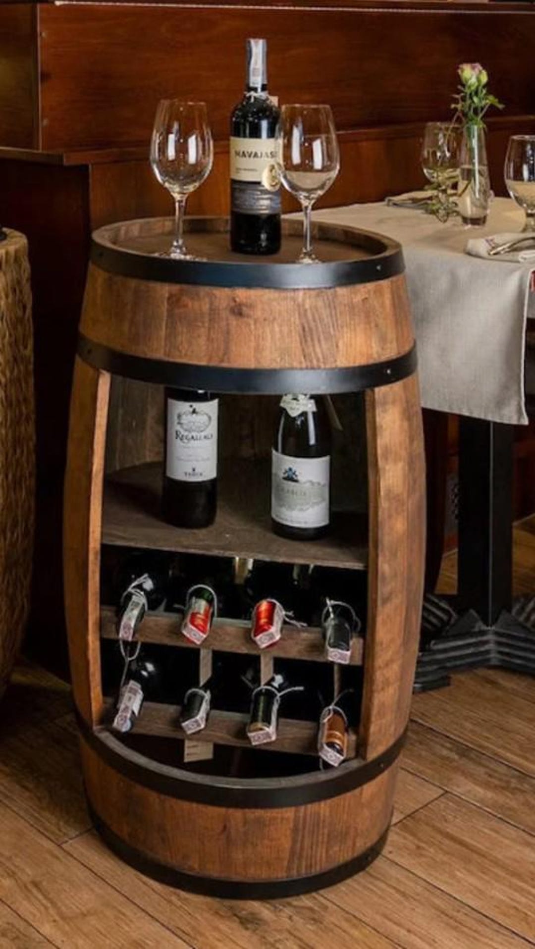 Handmade Wooden Barrel Cabinet, Wine Rack With Shelf - Etsy