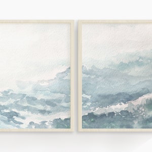 Set of 2 Beach Watercolor print | Coastal Print | Ocean Print | Tropical Print | Wall Decor | Home Decor |Blue beach | Printable Art