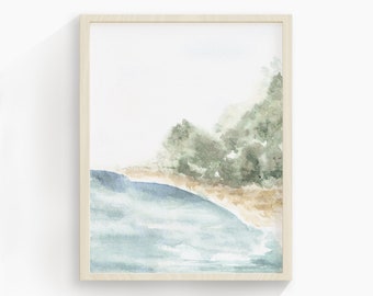 Beach Watercolor | Coastal Print | Ocean Prints | Tropical Print | Wall Decor | Home Decor |Blue beach | Printable Art | Watercolor