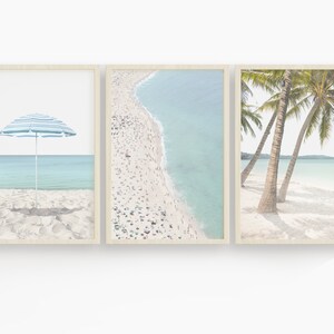 Set of 3 Beach print | Coastal Print | Ocean Print | Tropical Print | Wall Decor | Home Decor | Palm tree beach | Printable Art | Umbrella