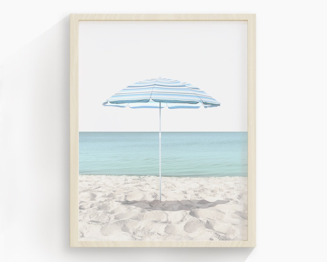 Beach Umbrella Print Coastal Print Ocean Prints Tropical Etsy