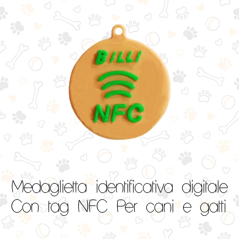Medaglietta identificativa digitale per cani e gatti con tag nfc