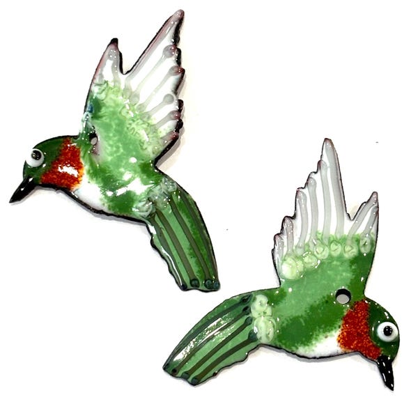 Kolibri Emaille Charm Paar