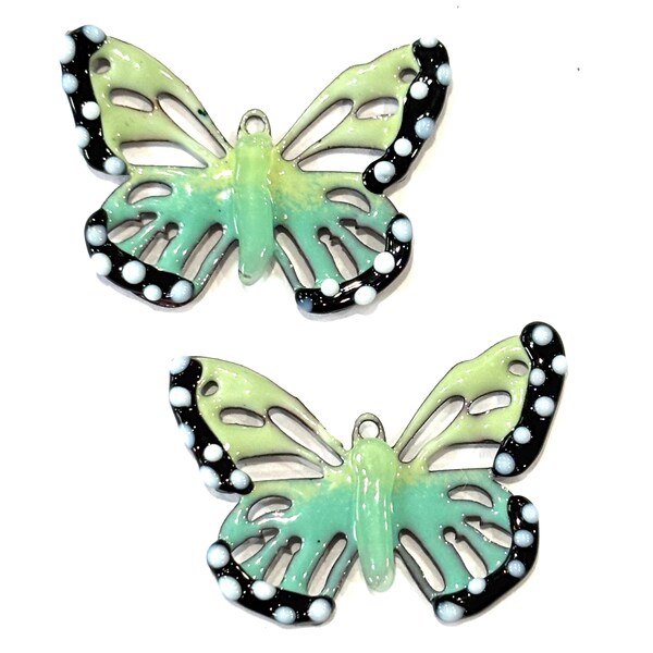 Mint Filligrane Schmetterling Emaille Charm Paar
