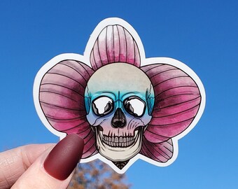 Skull Flower Sticker, Skull Sticker, Skeleton Sticker, Flower Sticker, Goth Sticker, Stickers, Skull, Skeleton