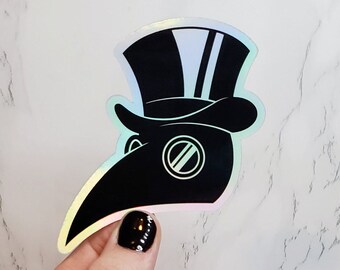 Holographic Plague Doctor Sticker, Plague Doctor Sticker, Death Sticker, Goth Sticker, Covid Sticker, Black Sticker, Stickers