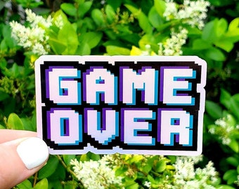 Holographic Game Over Sticker, Game Over Sticker, Video Game Sticker, Gaming Sticker, Compute Sticker, Laptop Sticker