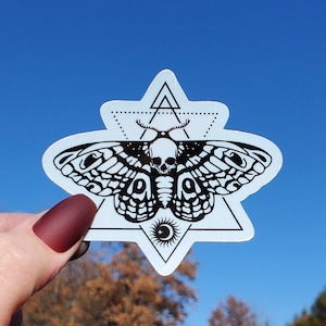 Holographic Geometric Moth Sticker, Death Head Moth Sticker, Moth Sticker, Dead Head Moth Sticker, Geometric Sticker, Stickers, Moth
