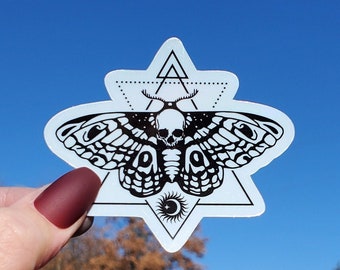 Holographic Geometric Moth Sticker, Death Head Moth Sticker, Moth Sticker, Dead Head Moth Sticker, Geometric Sticker, Stickers, Moth