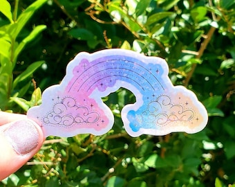 Glitter Rainbow Sticker, Rainbow Sticker, Rainbow, Cloud Sticker, Pastel Sticker, Holographic Glitter Sticker, Water Bottle Sticker, Sticker