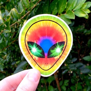 Alien Sticker, Tie Dye Alien Sticker, Retro Sticker, Vinyl Sticker, Tie Dye Sticker, Alien, Aliens, Stickers, Laptop Sticker