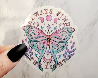 Glitter Moth Sticker, Moon Sticker, Celestial Sticker, Butterfly Sticker, Stickers, Pastel Sticker, Holographic Sticker, Luna Moth Sticker
