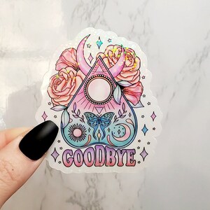Glitter Ouija Planchette Goodbye Sticker, Goodbye Sticker, Ouija Sticker, Planchette Sticker, Moth Sticker, Magic Sticker, Celestial Sticker