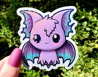 Glitter Bat Sticker, Pastel Sticker, Bat Sticker, Goth Sticker, Glitter Sticker, Cute Sticker, Holographic Sticker, Laptop Sticker, Creepy