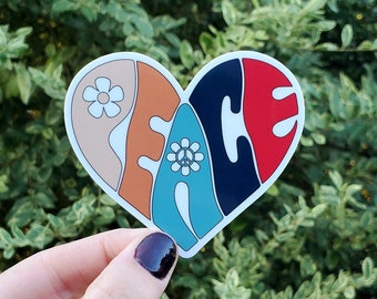 Peace Heart Sticker, Peace Sticker, Heart Sticker, Hippie Sticker, Peace Sign, Peace, Heart, Groovy, Hippie, Laptop Sticker