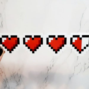 Heart Health Sticker, Video Game Sticker, Health Sticker, Heart Sticker, Four Inch Sticker, Gaming Sticker, Lives Sticker, Health Bar