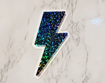 Glitter Lightning Bolt Sticker, Lightning Bolt Sticker, Black Sticker, Sticker, Laptop Sticker, Stickers, Glitter Sticker, Pink Sticker