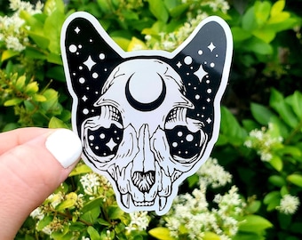 Holographic Cat Sticker, Cat Skeleton Sticker, Skeleton Sticker, Cat, Skeleton, Skull Sticker, laptop Sticker, Magic Sticker, Goth Sticker