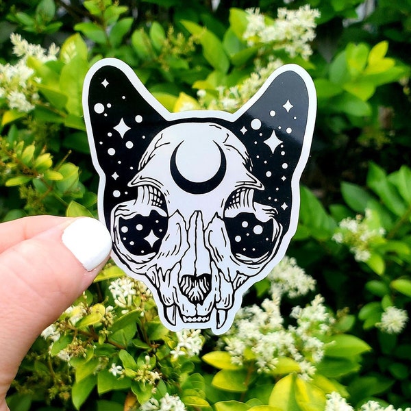 Holographic Cat Sticker, Cat Skeleton Sticker, Skeleton Sticker, Cat, Skeleton, Skull Sticker, laptop Sticker, Magic Sticker, Goth Sticker