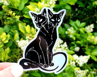 Holographic Twin Cat Sticker, Cat Sticker, Goth Sticker, Witch Sticker, Magic Sticker, Cat, Magic, Laptop Sticker, Computer Sticker