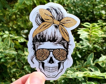 Leopard Skull Sticker, Leopard Sticker, Skeleton Sticker, Skull Sticker, Stickers, Skeleton, Sticker, Mama Sticker, Mom Sticker