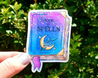 Glitter Spell Book Sticker, Magic Sticker, Witch Sticker, Spell Book Sticker, Celestial Sticker, Laptop Sticker, Magic, Stickers