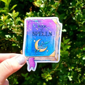 Glitter Spell Book Sticker, Magic Sticker, Witch Sticker, Spell Book Sticker, Celestial Sticker, Laptop Sticker, Magic, Stickers