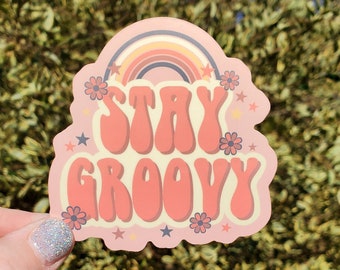 Stay Groovy Sticker, Hippie Sticker, Retro Sticker, Hippy Sticker, Groovy Sticker, Boho Sticker, Rainbow Sticker, Sticker, Hippie, Boho