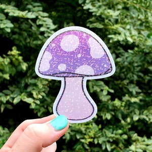 Glitter Mushroom Sticker, Groovy Sticker, Holographic Glitter Mushroom Sticker, Pastel Sticker, Smile Sticker, Laptop Sticker, Happy Sticker